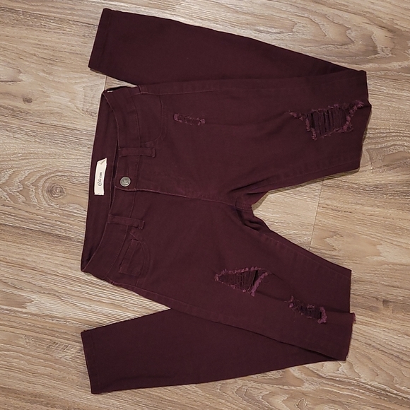 Burgundy Skinny Jean's size 0 - Picture 3 of 7